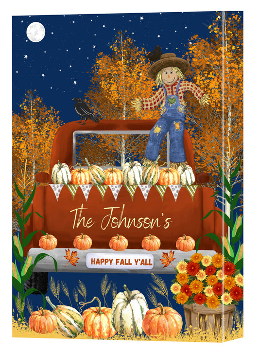 Personalized Happy Fall Y'All Canvas Print Wall Art Décor