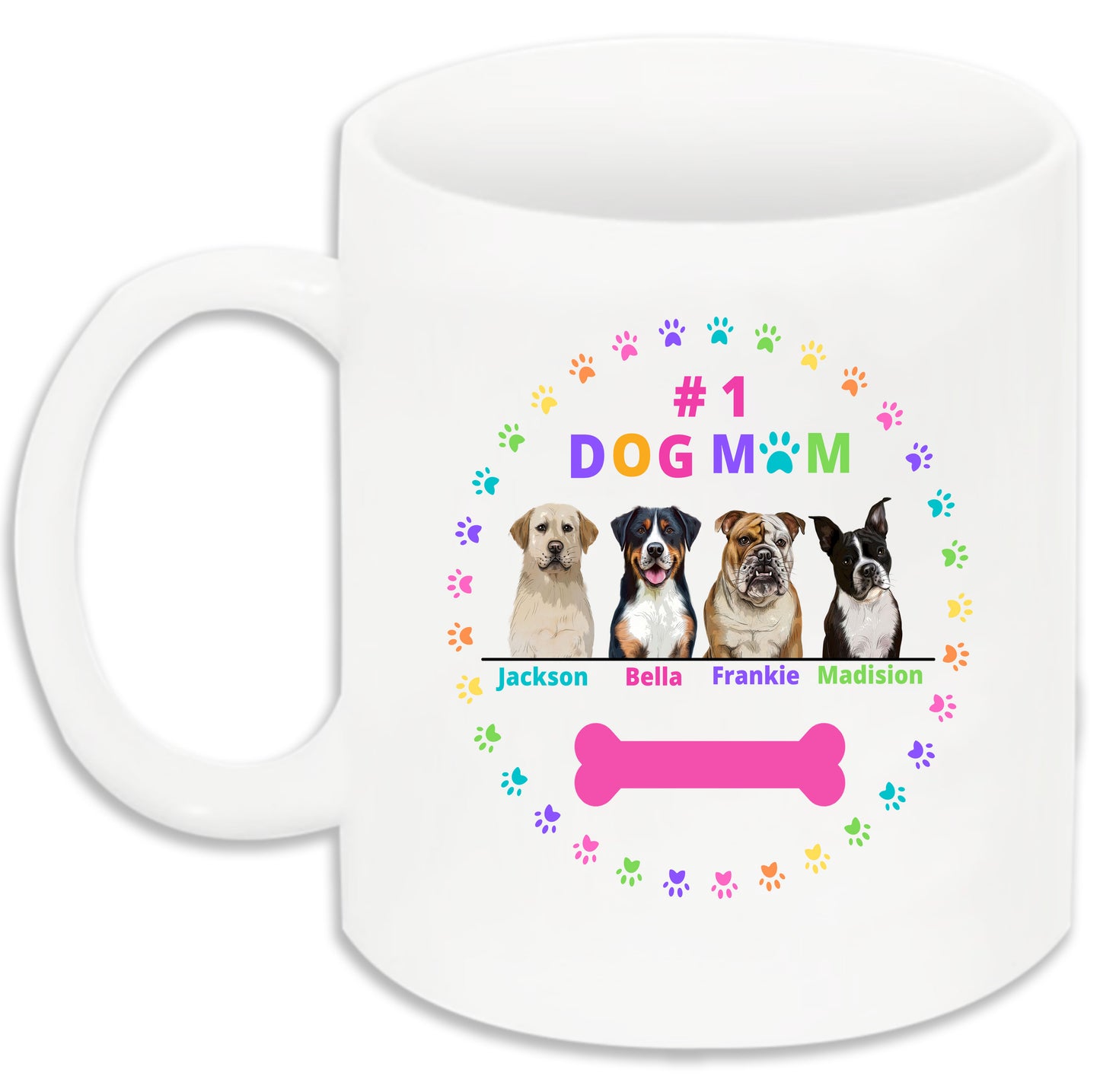 Personalized #1 MOM Dog Cat Pet 11 OZ Coffee Mug 1 to 4 Pets