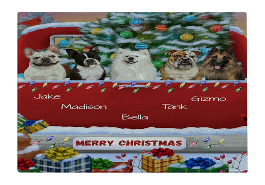 Personalized Merry Christmas Red Truck 1 Dog Cat Pets Cutting Board 1 to 5 Pets