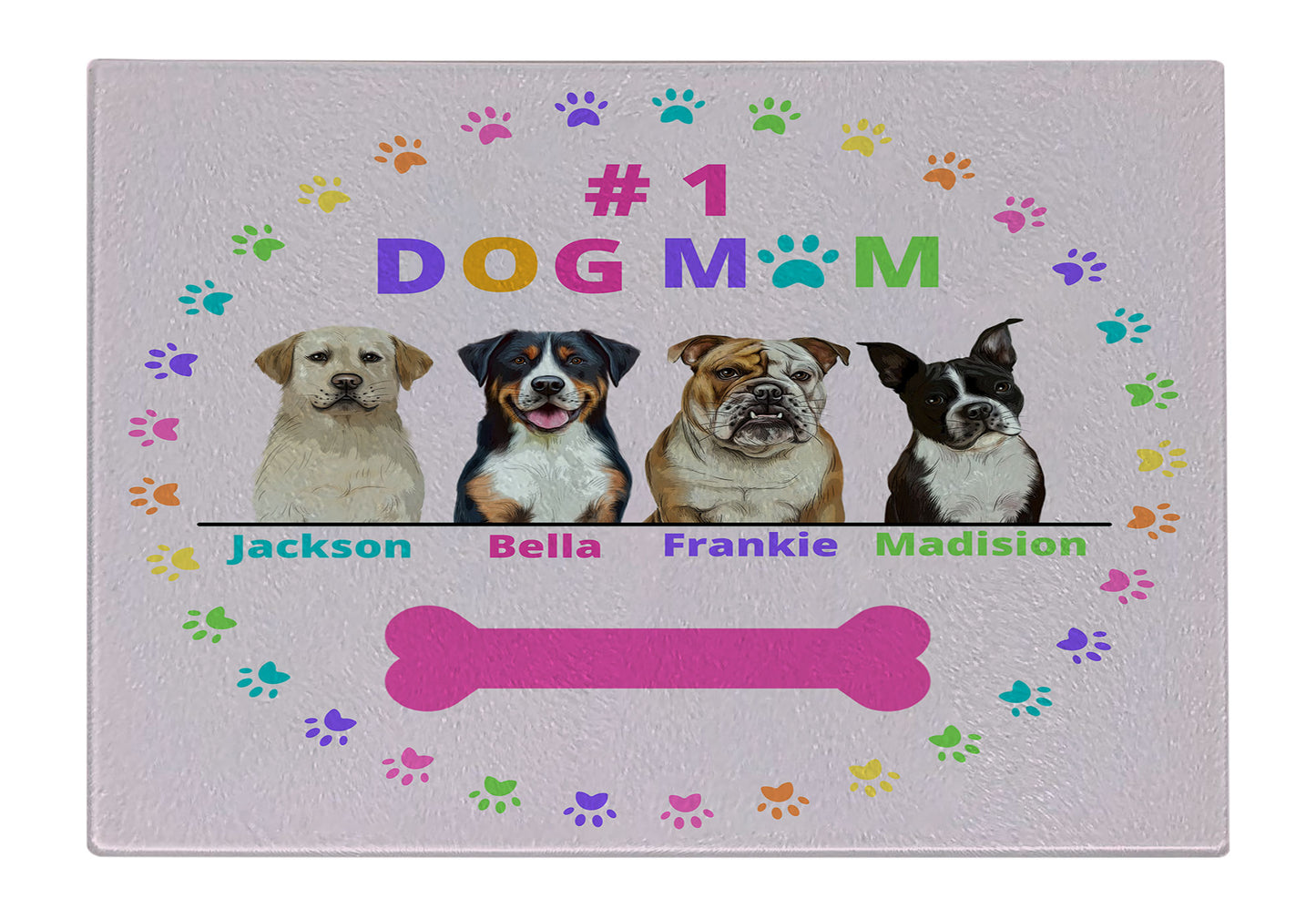 Personalized #1 MOM Dog Cat Pet Cutting Board 1 to 4 Pets