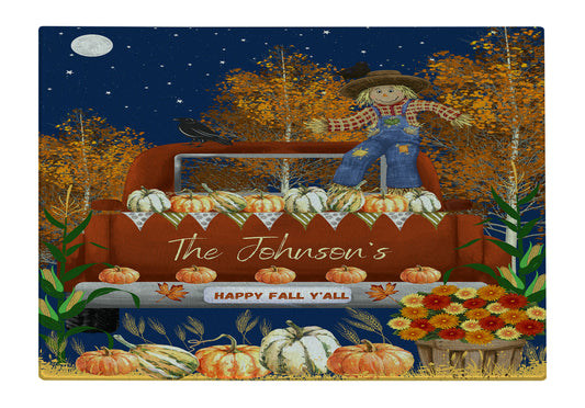 Personalized Happy Fall Y'All Glass Cutting Board