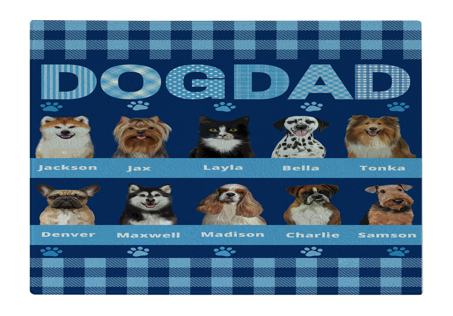 Personalized Dog DAD Cutting Board 1 to 10 Pets