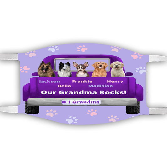 Personalized Purple Truck Dog Cat Pets Face Mask 1 to 5 Pets