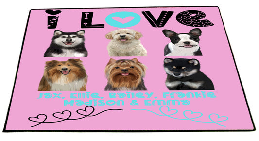 Personalized I Love Dog Cat Pets Floormat 1 to 6 Pets