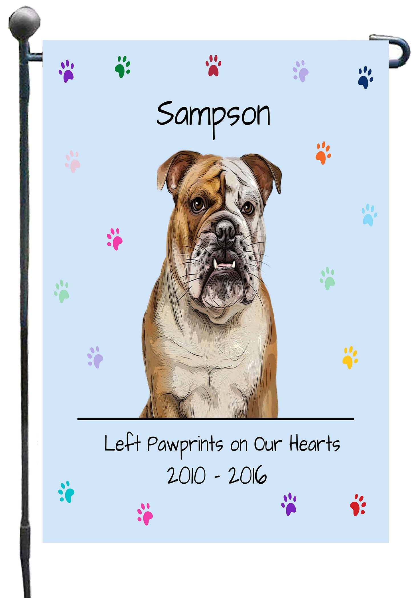 Personalized Rainbow PawPrint Dog Cat Pets Memorial Garden Flag