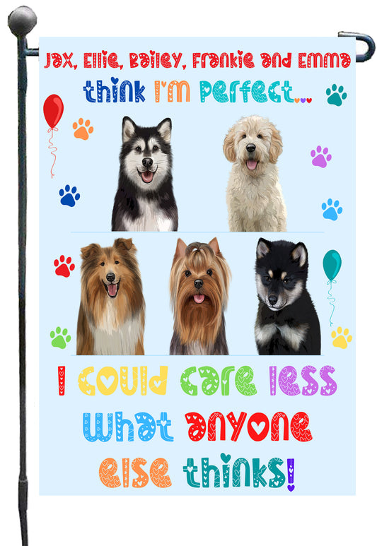 Personalized I am Perfect Images Dog Cat Pets Garden Flag 1 to 5 Pets