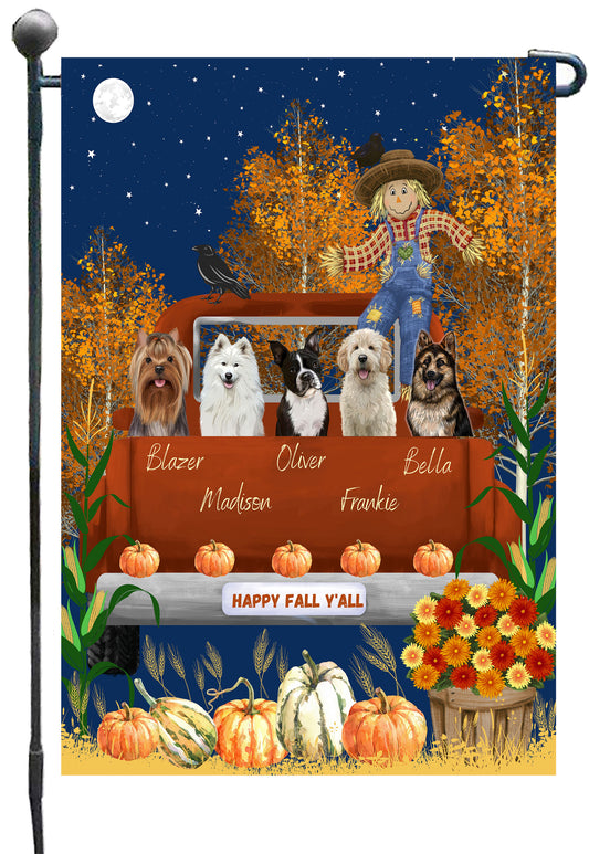 Personalized Happy Fall Y'all Dog Cat Pets Garden Flag 1 to 5 Pets