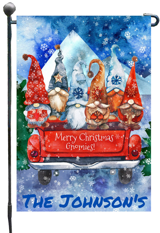 Personalized Gnomies Garden Flag