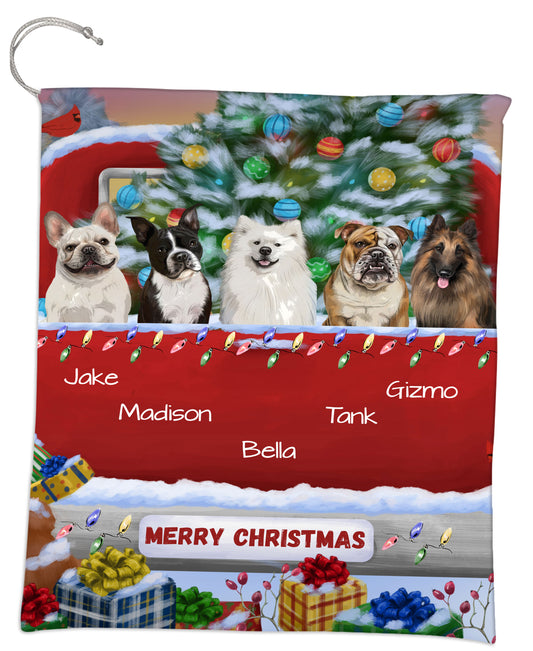 Personalized Merry Christmas Red Truck 1 Dog Cat Pets Gift Bag 1-5 Pets