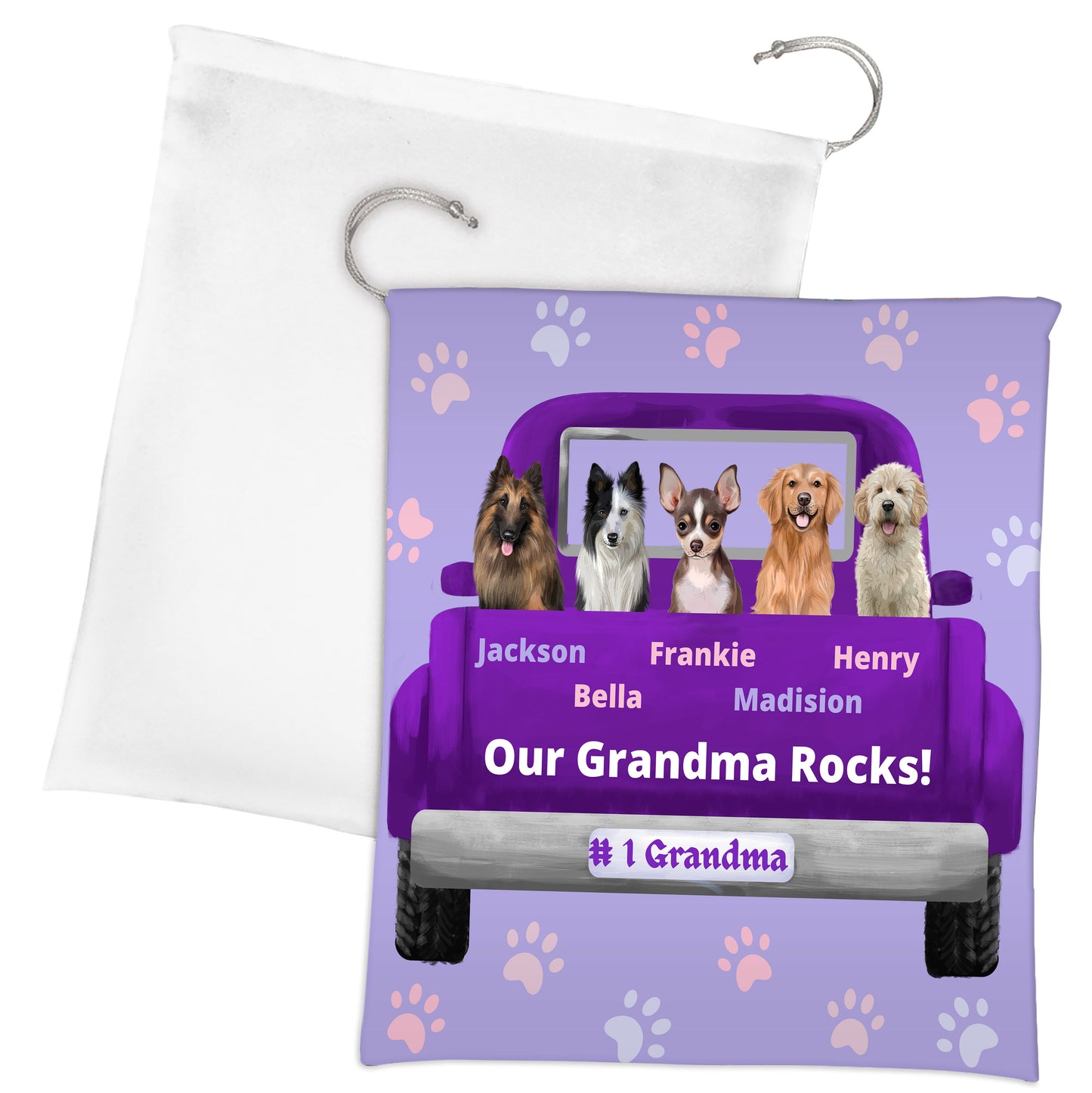 Personalized Purple Truck Dog Cat Pets Gift Bag 1-5 Pets