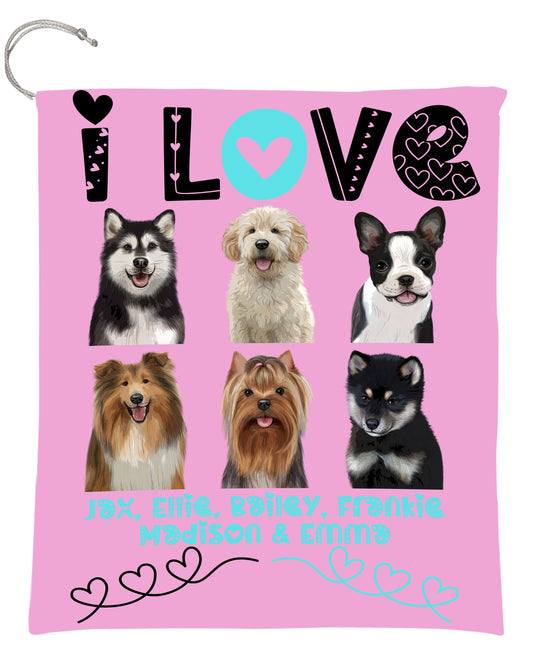Personalized I Love Dog Cat Pets Gift Bag 1-6 Pets