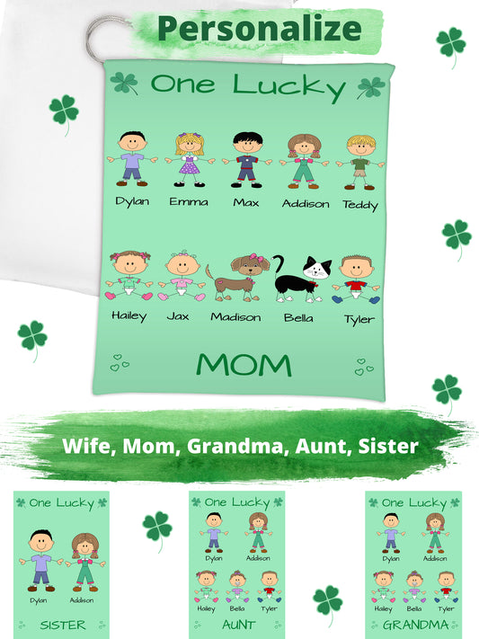 Personalized One Lucky Dog Cat Pets Grandma, Aunt, Mom, Wife or Sister Gift Bag