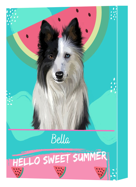 Personalized Hello Sweet Summer Watermelon Dog Cat Pets Canvas Print Wall Art Décor 1 to 10 Pets