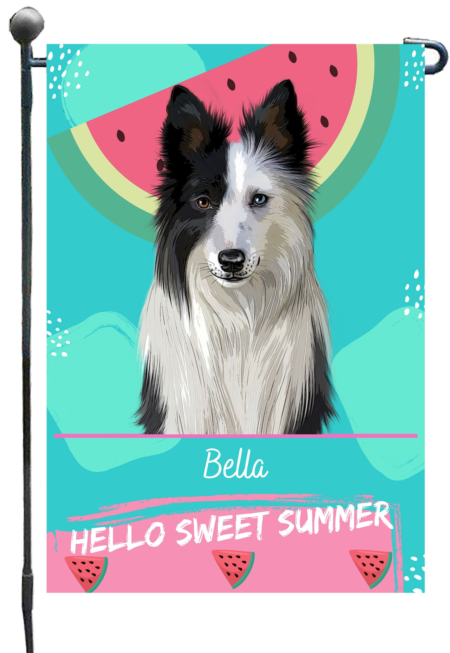 Personalized Hello Sweet Summer Watermelon Dog Cat Pets Garden Flag 1 to 10 Pets