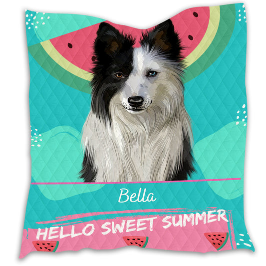 Personalized Hello Sweet Summer Watermelon Dog Cat Pets Quilt 1 to 10 Pets
