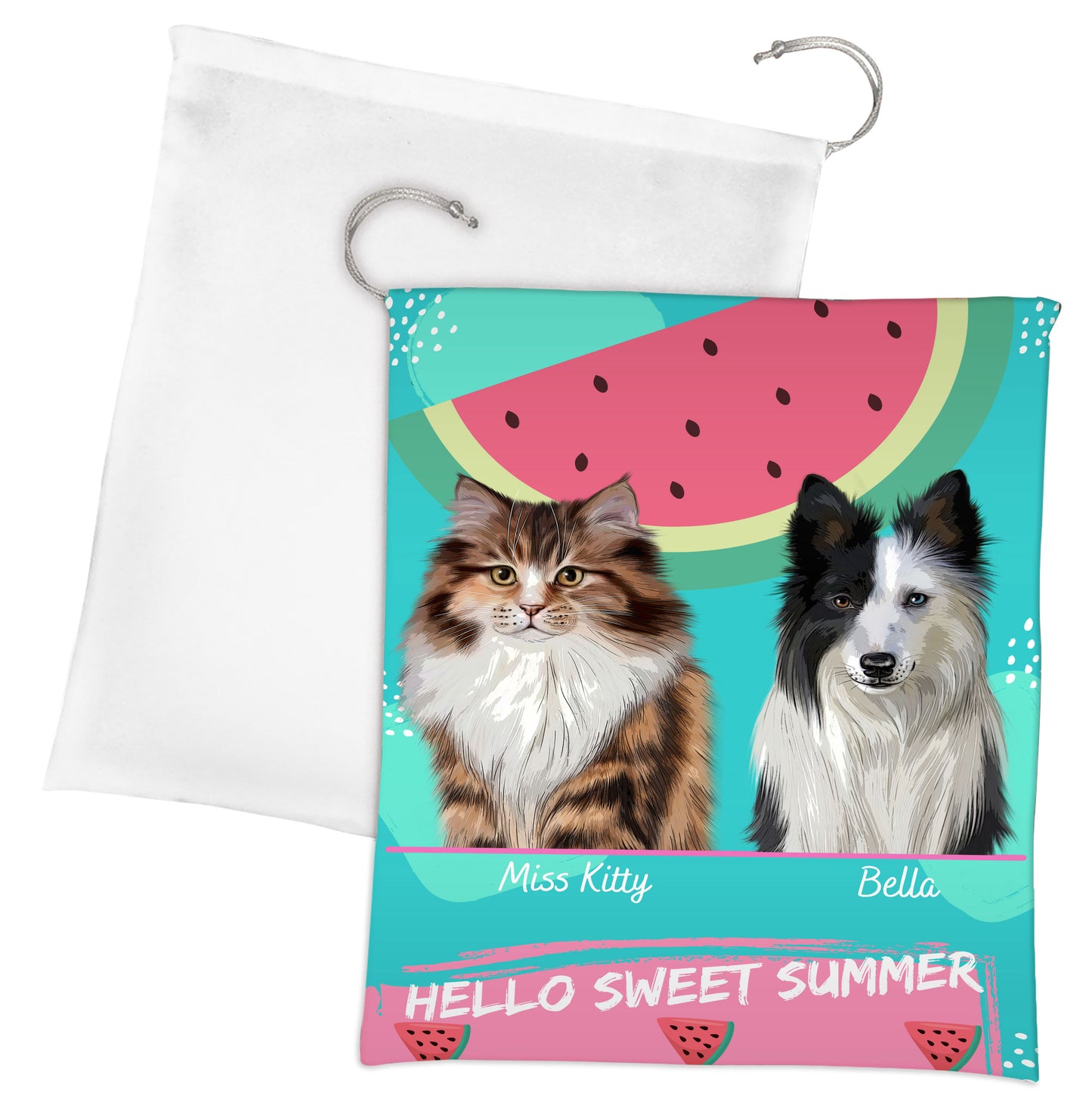 Personalized Hello Sweet Summer Watermelon Dog Cat Pets Gift Bag 1 to 10 Pets