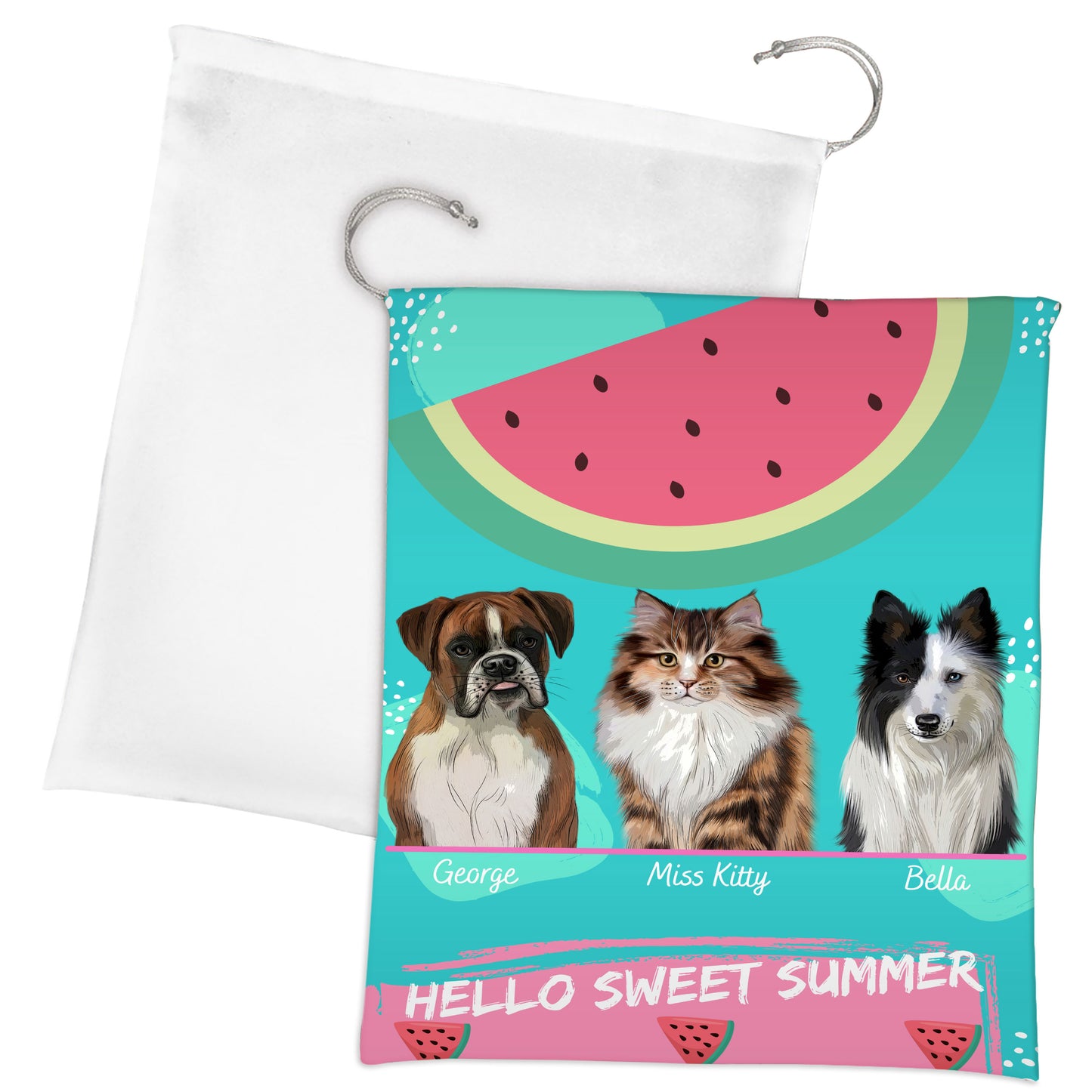 Personalized Hello Sweet Summer Watermelon Dog Cat Pets Gift Bag 1 to 10 Pets