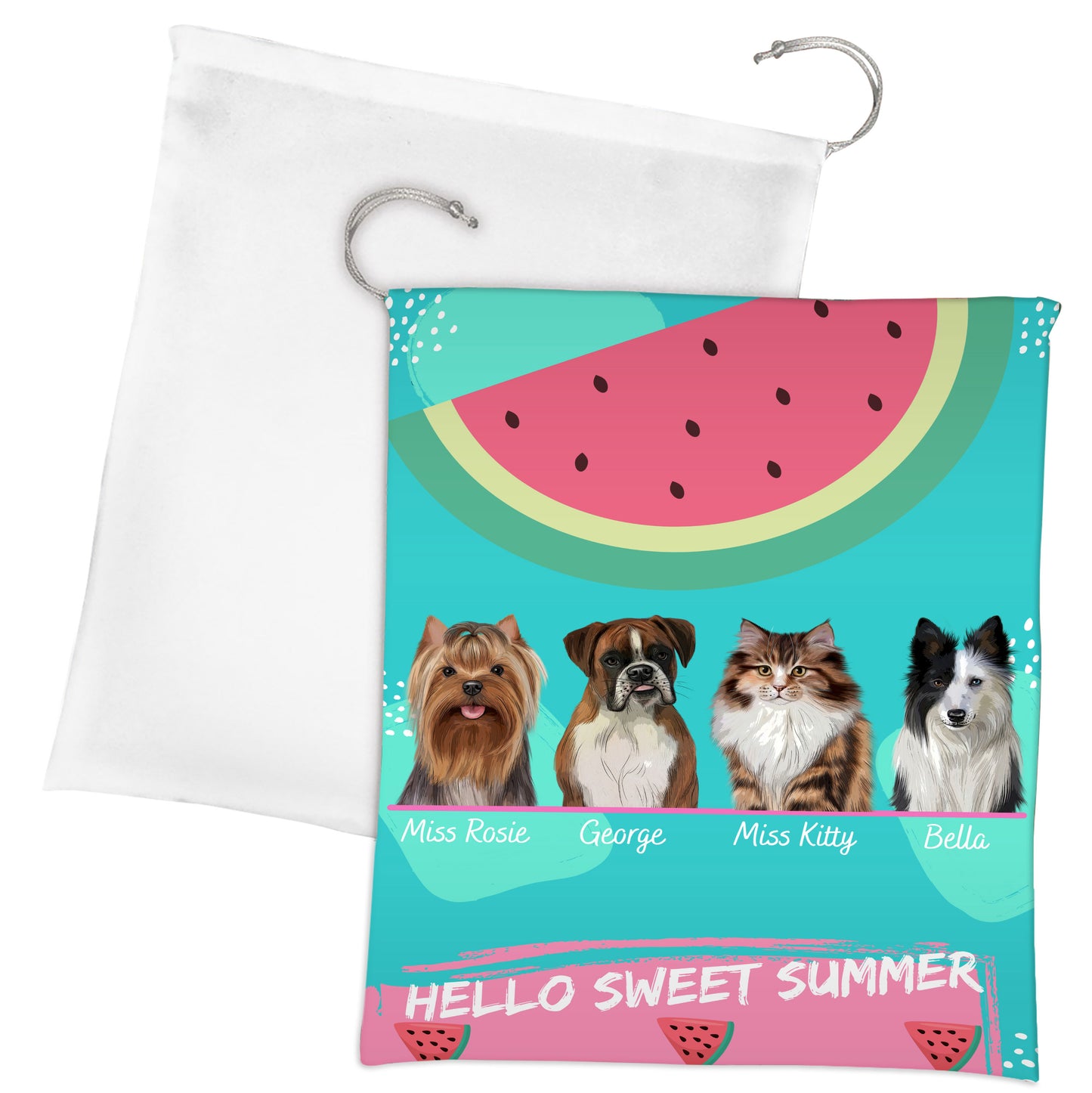 Personalized Hello Sweet Summer Watermelon Dog Cat Pets Gift Bag 1 to 10 Pets
