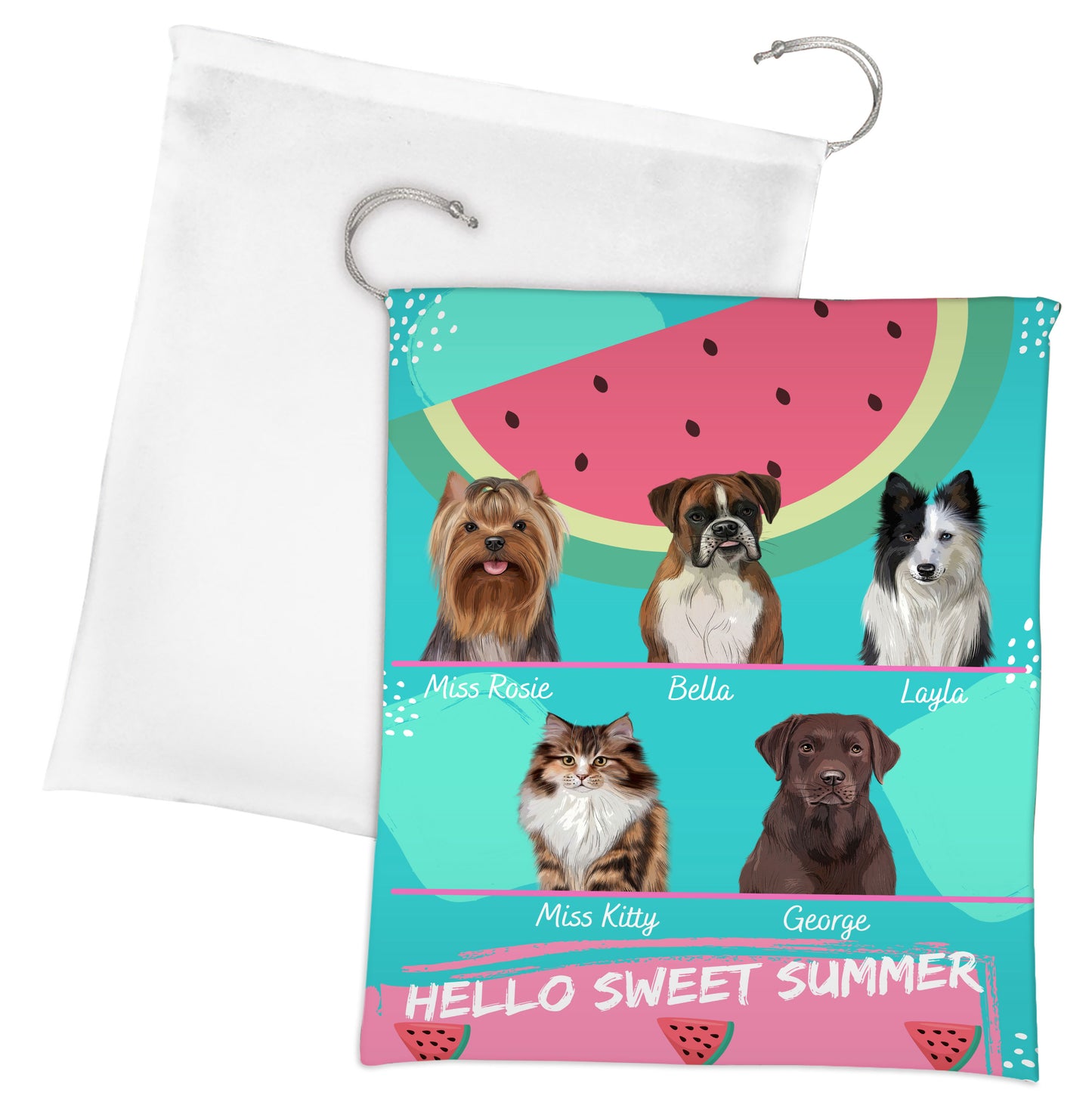 Personalized Hello Sweet Summer Watermelon Dog Cat Pets Gift Bag 1 to 10 Pets