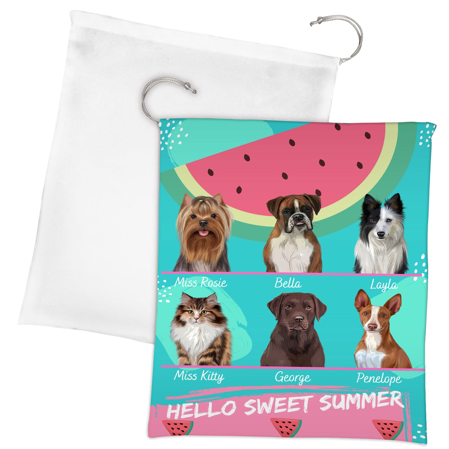 Personalized Hello Sweet Summer Watermelon Dog Cat Pets Gift Bag 1 to 10 Pets