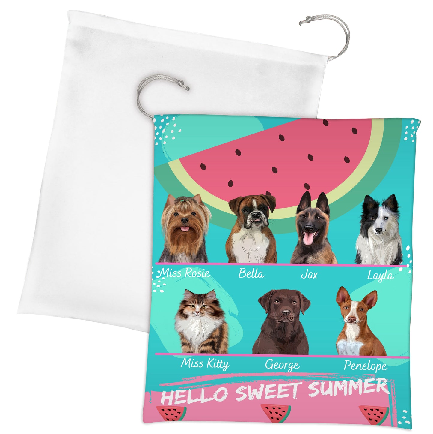 Personalized Hello Sweet Summer Watermelon Dog Cat Pets Gift Bag 1 to 10 Pets