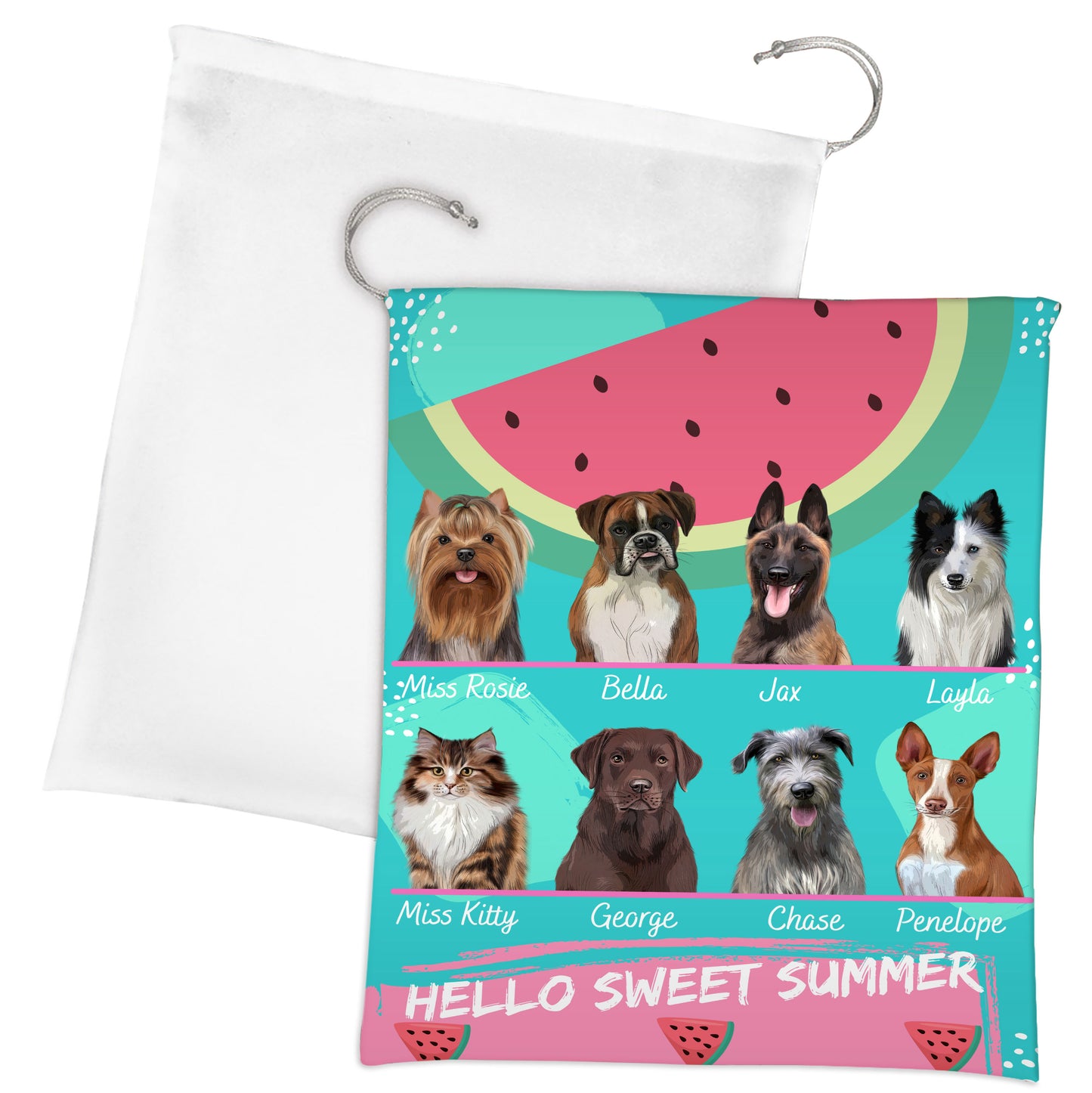 Personalized Hello Sweet Summer Watermelon Dog Cat Pets Gift Bag 1 to 10 Pets