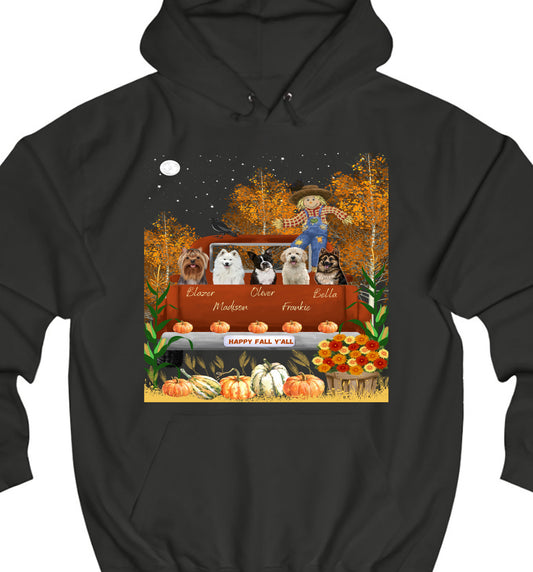 Personalized Happy Fall Y'all Dog Cat Pets Pullover Hoodies 1 to 5 Pets