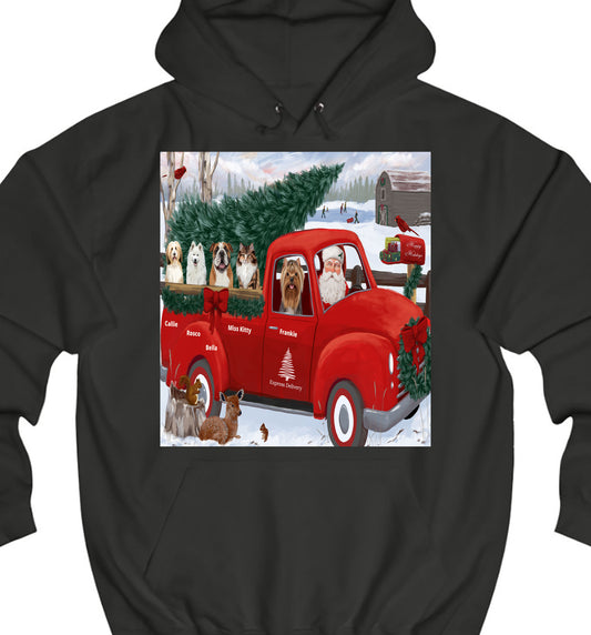 Personalized Express Red Truck Dog Cat Pets Pullover Hoodies 1 to 5 Pets