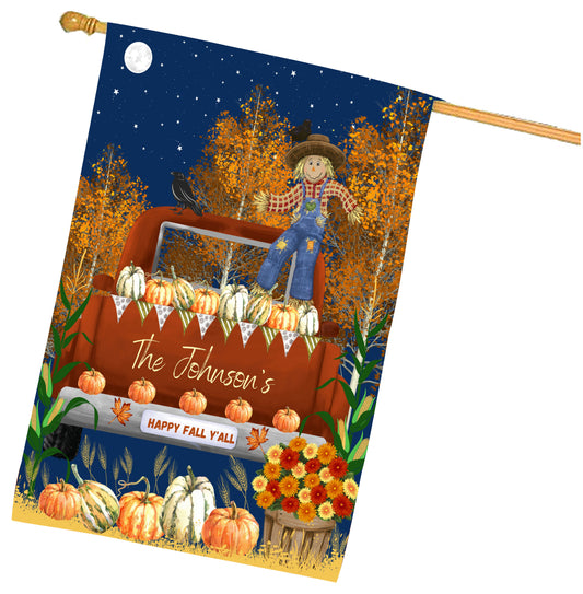Personalized Happy Fall Y'All House Flag