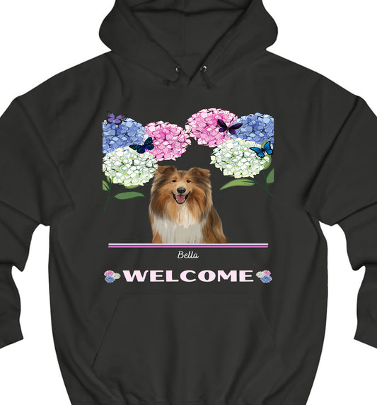Personalized Hydrangea Floral Butterflies Dog Cat Pets Pullover Hoodies 1 to 10 Pets