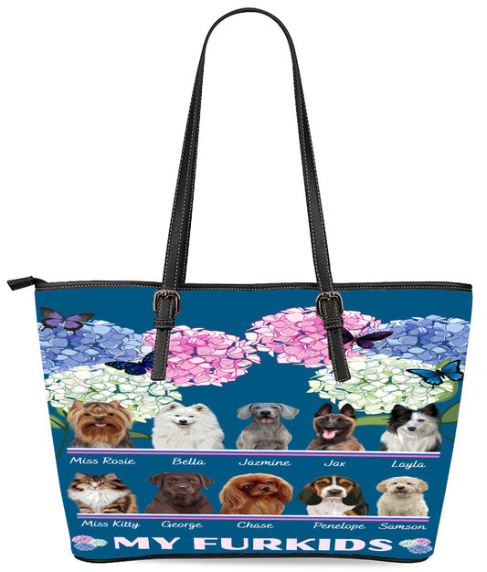Personalized Hydrangea Floral Butterflies Dog Cat Pets Euramerican Tote Bag 1-10 Pets