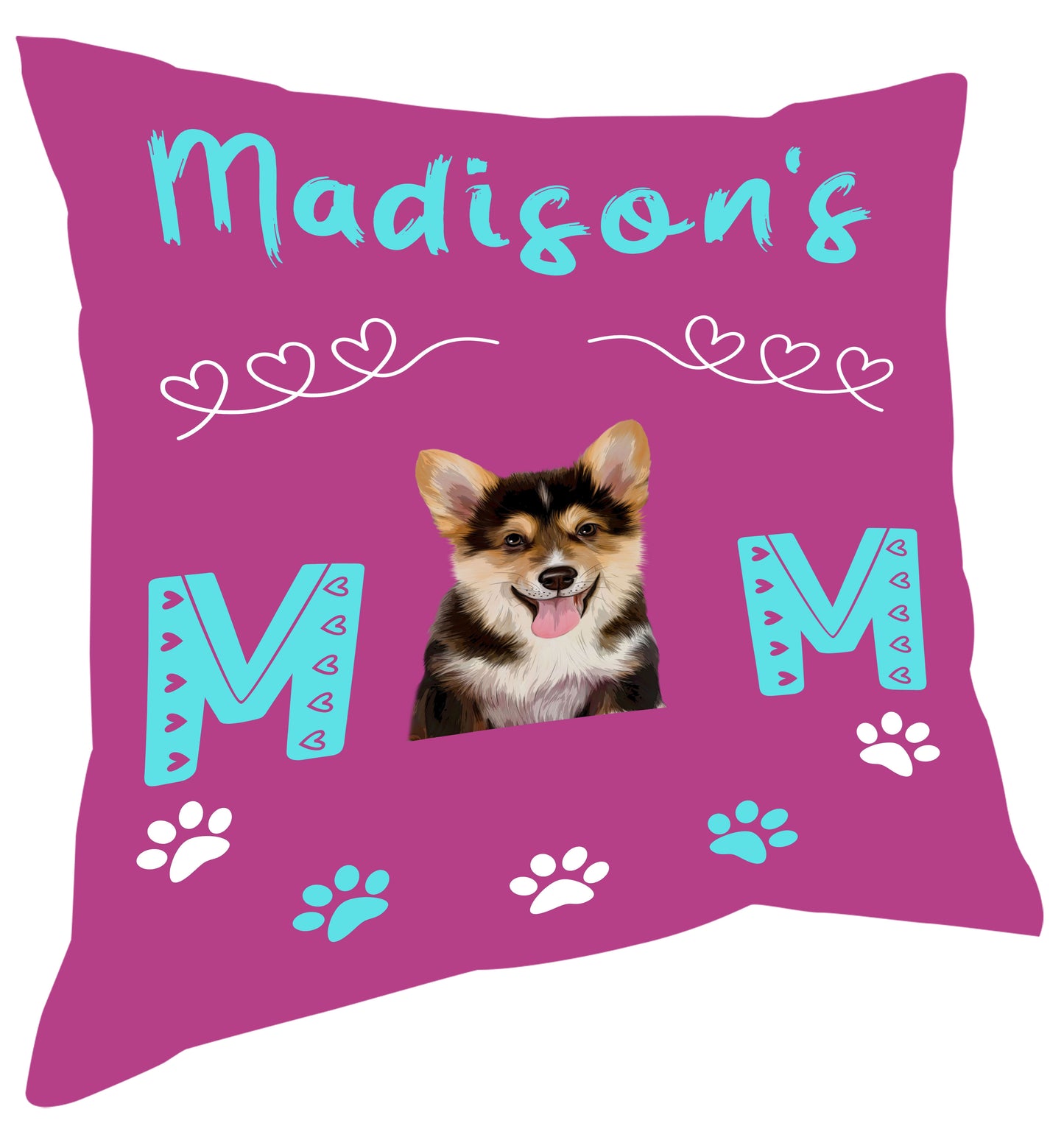 Personalized Mom's Dog Cat Pets Paw Print Pillow