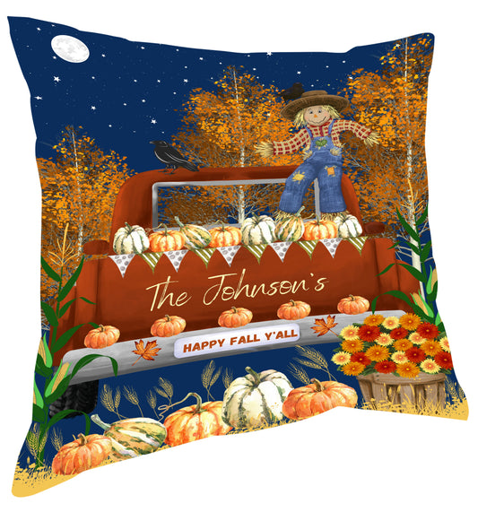 Personalized Happy Fall Y'All Pillow