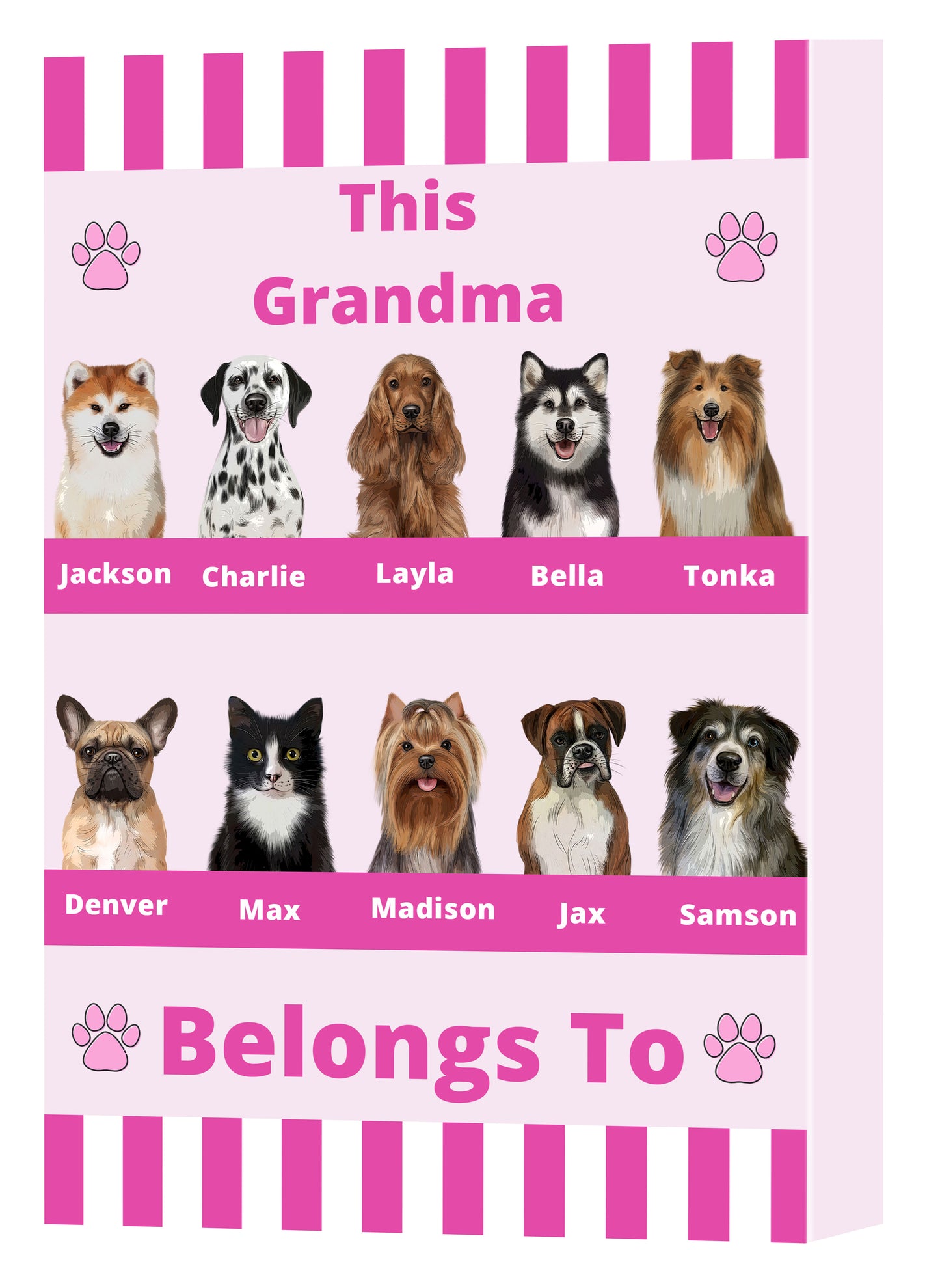 Personalized This Grandma Belongs To Dog Cat Pets Canvas Print Wall Art Décor 1 to 10 Pets