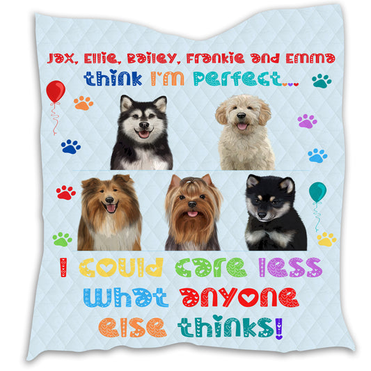 Personalized I am Perfect Images Dog Cat Pets Quilt 1-5 Pets