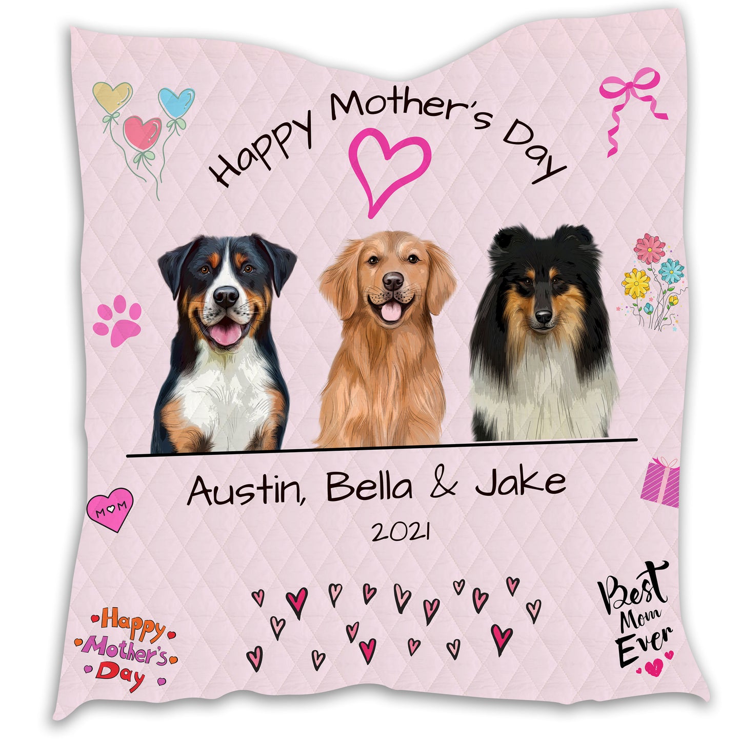 Personalized Happy Mother's Day Dog Cat Pets Quilt