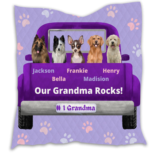 Personalized Purple Truck Dog Cat Pets Quilt 1-5 Pets