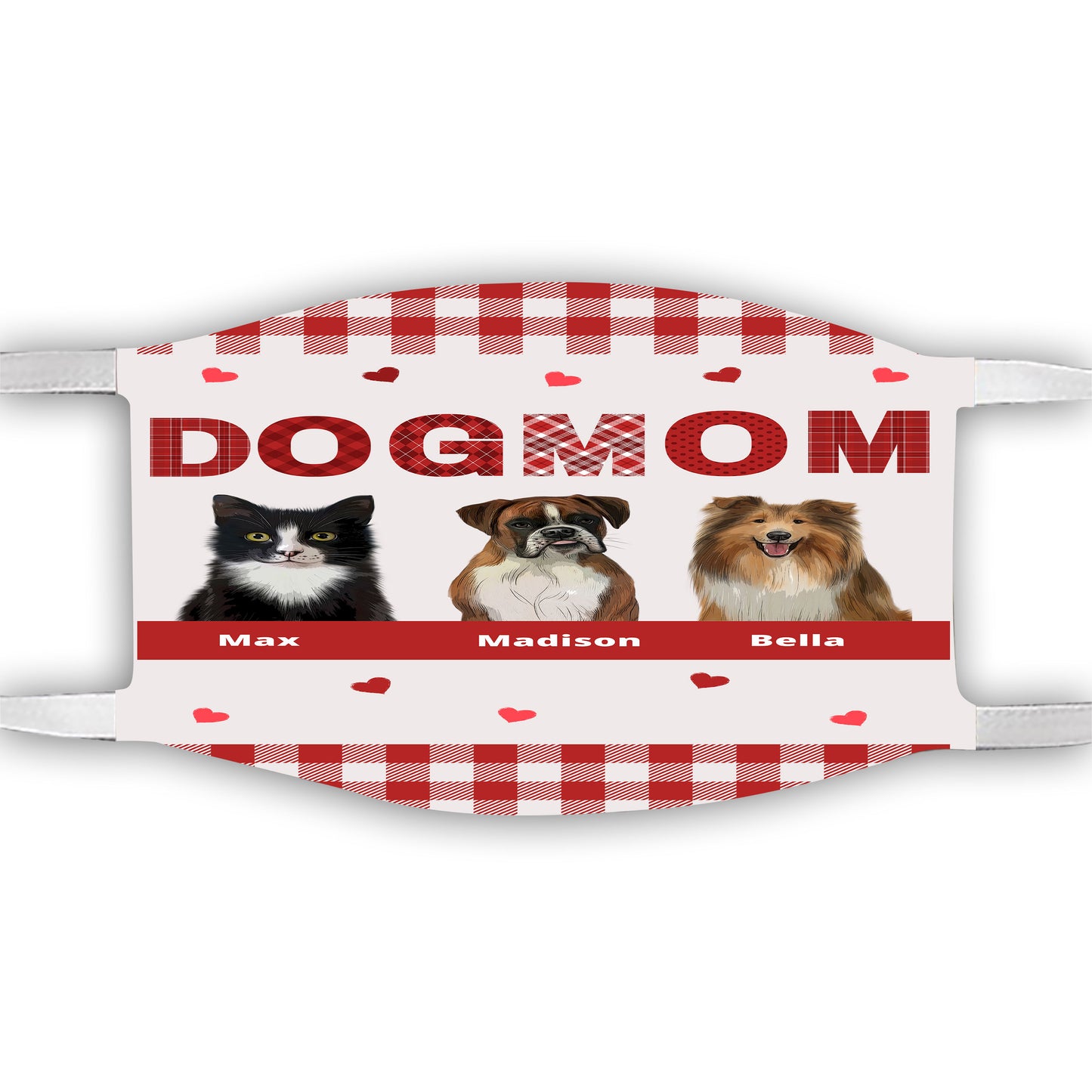 Personalized Dog Cat Pet Mom Face Mask 1-10 Pets