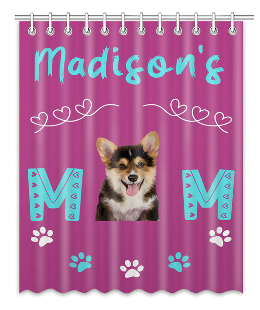 Personalized Mom's Dog Cat Pets Paw Print Shower Curtain