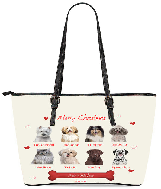 Personalized Merry Christmas Dog Cat Pets Euramerican Tote Bag 1-8 Pets