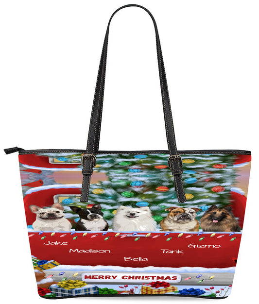 Personalized Merry Christmas Red Truck 1 Dog Cat Pets Euramerican Tote Bag 1-5 Pets