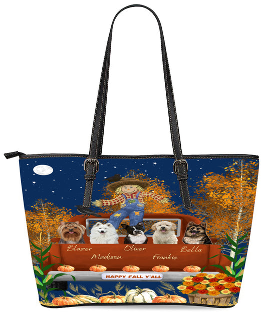 Personalized Happy Fall Y'all Dog Cat Pets Euramerican Tote Bag 1-5 Pets