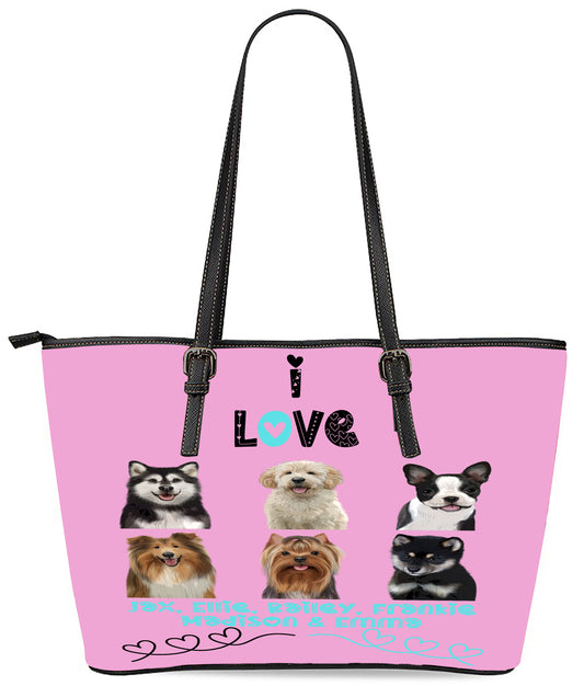 Personalized I Love Dog Cat Pets Euramerican Tote Bag 1-6 Pets
