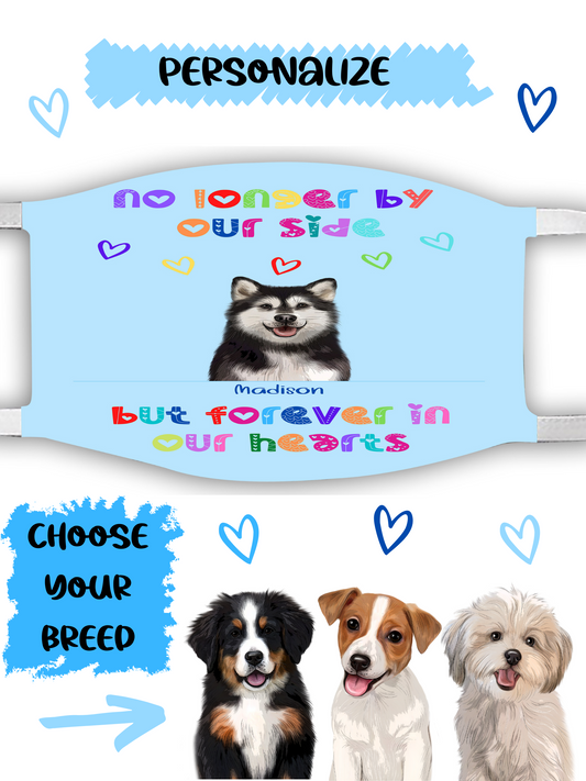 Personalized No Longer By Our Side Dog Cat Pets Memorial Face Mask 1 to 6 Pets