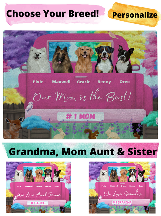 Personalized Pink Truck Cutting Board 1 to 5 Pets
