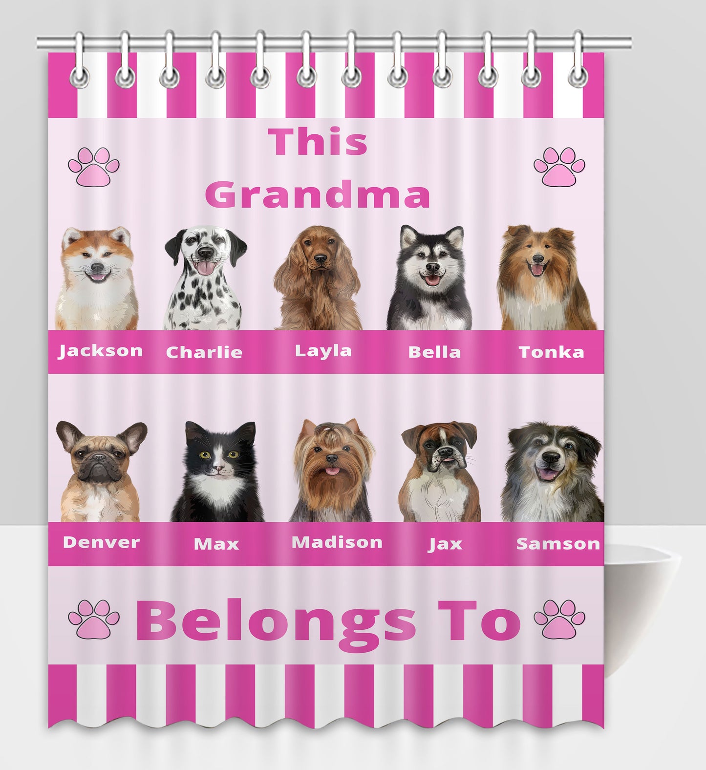 Personalized This Grandma Belongs To Dog Cat Pets Shower Curtain 1-10 Pets